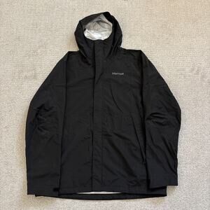 Marmot Jacket Mens Sz XL Black Full Zip PreCip Eco Rain Nylon Waterproof Coat